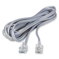 Ziotek 14ft. Telephone RJ11 (RJ12) 6P6C Reverse, Modular Flat Cable, Silver ZT1800360