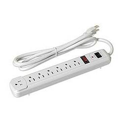 Ziotek 7 Outlet Plastic Power Strip 6ft, White ZT1120100