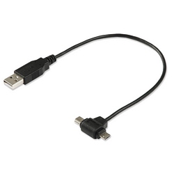 Ziotek 1ft. USB 2.0 Type A Male to Mini / Micro Dual End Male USB Cable ZT1311552