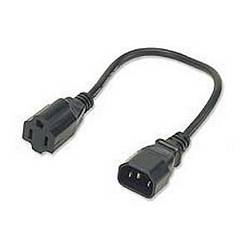 Ziotek 1ft. Power Supply Extension Cord, C14 to 3-Prong Grounded 110V AC, Black ZT1310430